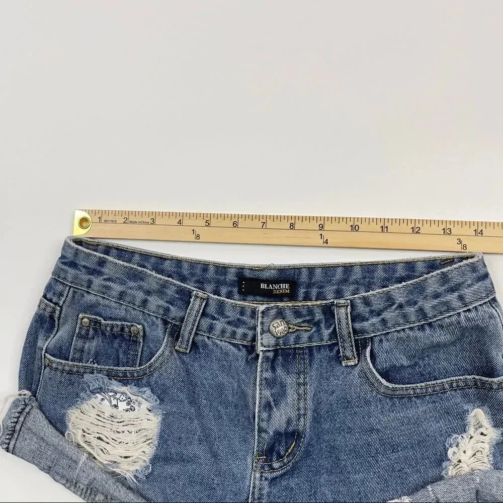 Blanche Denim Distressed Shorts - Picture 6 of 12